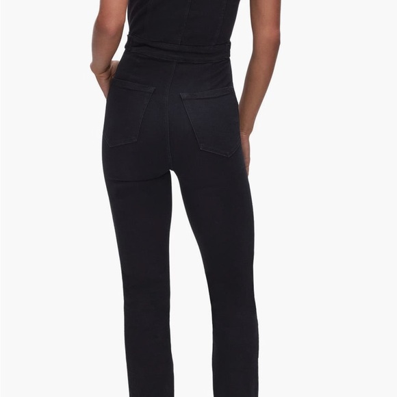 Good American Black Denim Jumpsuit Stretch NWT - Picture 6 of 11